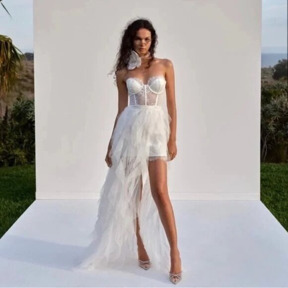 For Love & Lemons X REVOLVE Bustier Gown in White Small New Lace Wedding Dress - Picture 15 of 17